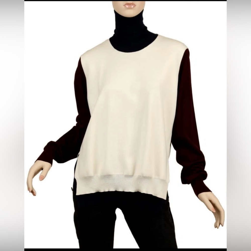 NEW CELINE SOFT STRETCH LANA WOOL LAYERED TURTLENECK SWEATER LARGE